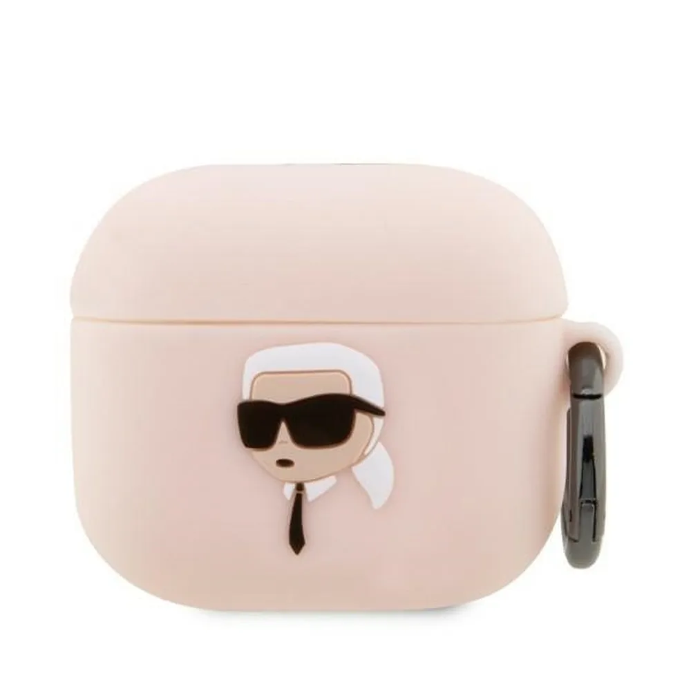 Echtes KARL LAGERFELD KLAPRUNIKP Case passend für Apple Airpods Pro (3D Sil NFT Karl / rosa)