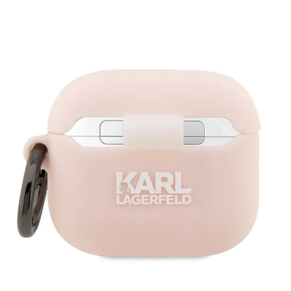 Echtes KARL LAGERFELD KLAPRUNIKP Case passend für Apple Airpods Pro (3D Sil NFT Karl / rosa)