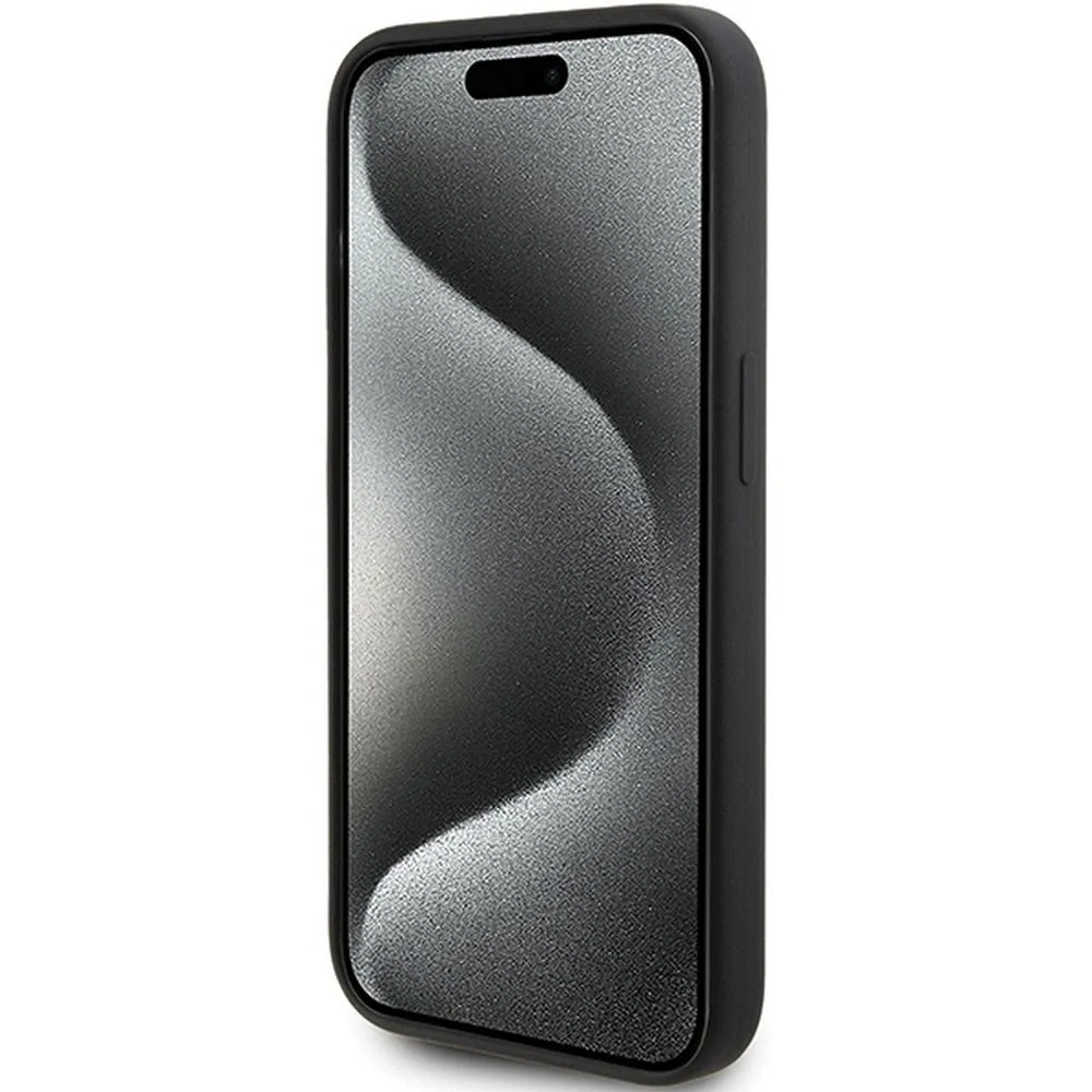 Echtes KARL LAGERFELD Case KLHCP15LSKSBMCK passend für iPhone 15 Pro (Silikon Karl Script Logo / Schwarz)