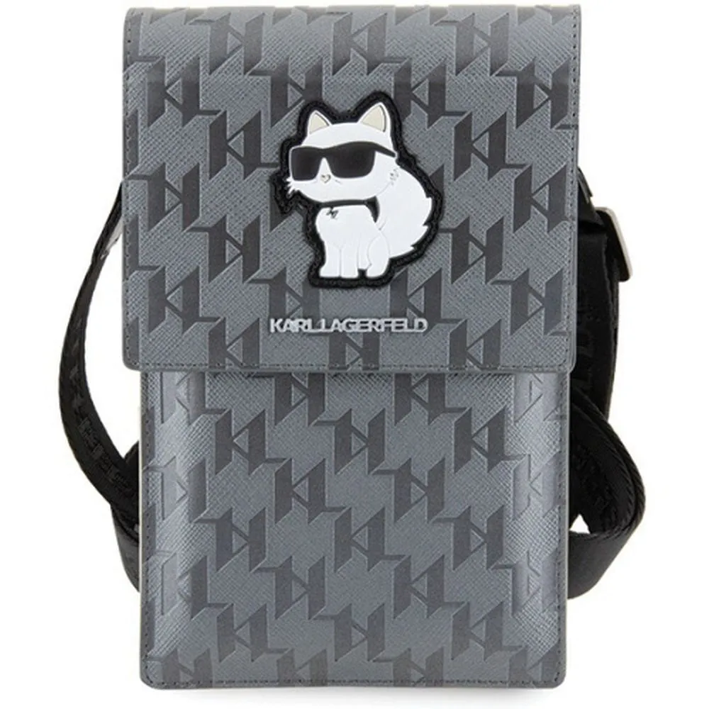 Karl Lagerfeld KLWBSAKHPCG Universal Handytasche (Saffiano Mono Choupette / Silber)