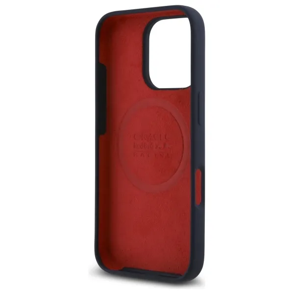 RED BULL case passend für IPHONE 16 Pro kompatibel mit MagSafe RBHMP16L24SIOLRV (Silicone Oversize Vertical Logo) navy