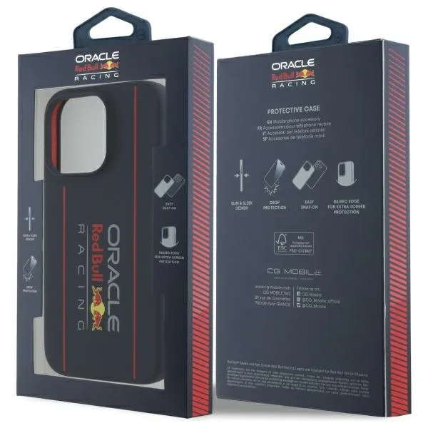 RED BULL case passend für IPHONE 16 Pro kompatibel mit MagSafe RBHMP16L24SIOLRV (Silicone Oversize Vertical Logo) navy