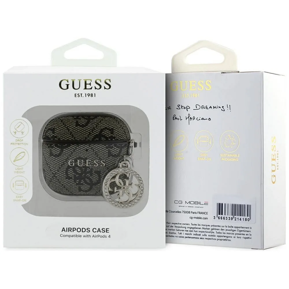 Earbuds Case Guess passend für Apple AirPods 4 (PU 4G W/ Strass Charm) brown