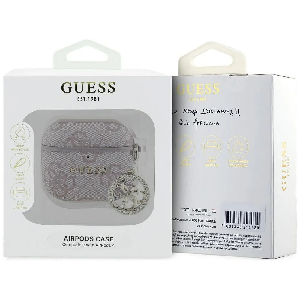 GUESS case passend für APPLE AirPods 4 GUA4P4E4CDP (PU 4G W/ Strass Charm) pink