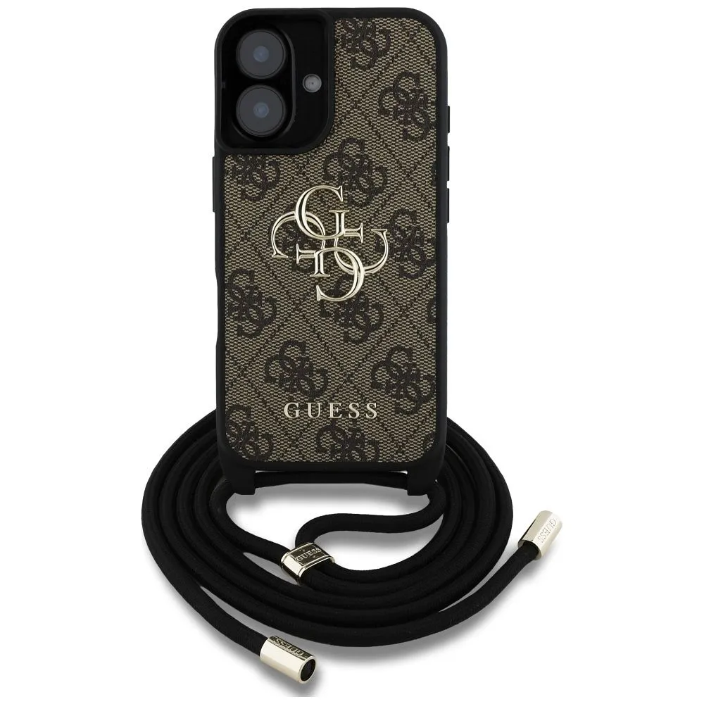 GUESS case passend für IPHONE 16 GUHCP16SP4GMGCRW (CBDY PU 4G Big Logo W/Cord Strap) brown