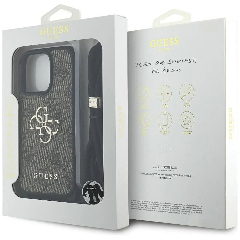 GUESS case passend für IPHONE 16 Pro Max GUHCP16XP4GMGCRW (CBDY PU 4G Big Logo W/Cord Strap) brown