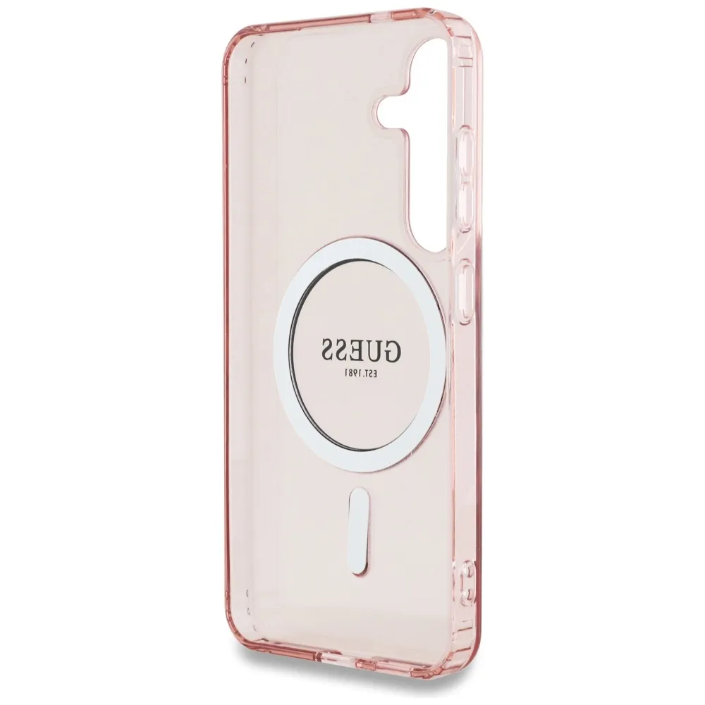 GUESS case passend für SAMSUNG S25 GUHMS25SHFGEREP (Magnetic IML Glitter Circle) pink