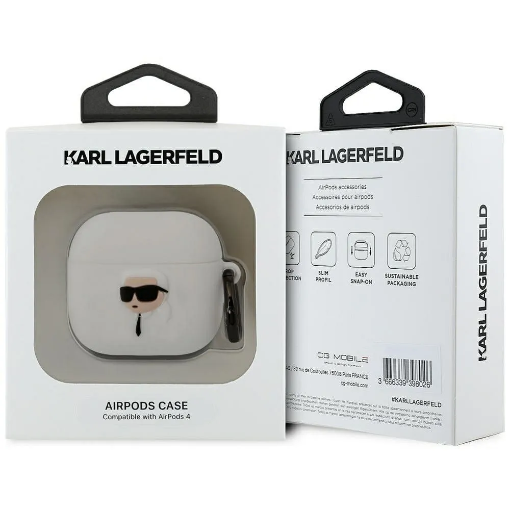 KARL LAGERFELD case passend für APPLE AirPods 4 KLA4RUNIKH (3D SIL NFT K) white