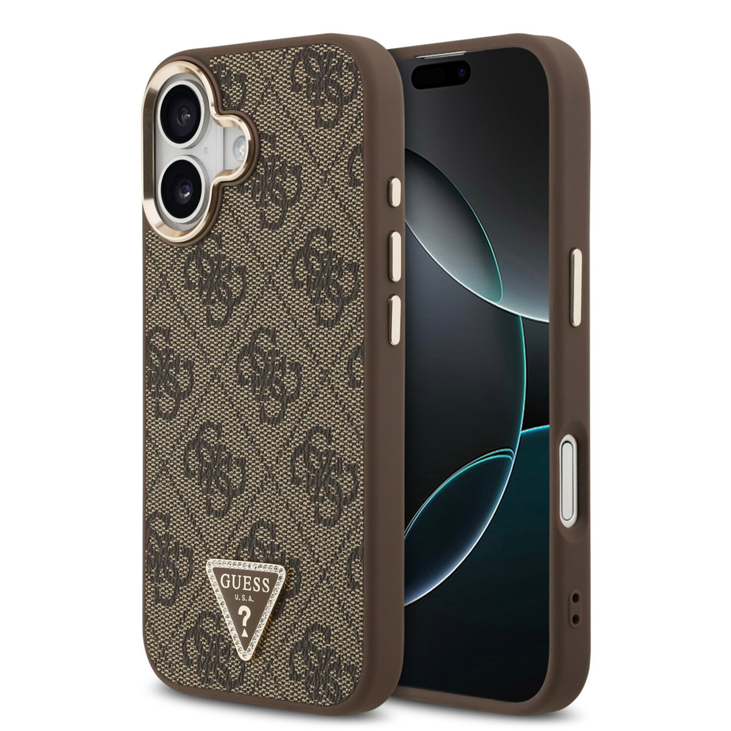 GUESS case passend für IPHONE 17 kompatibel mit MagSafe GUHMP17SP4GTDGMW (4G PU W/ Triangle Logo) gold brown