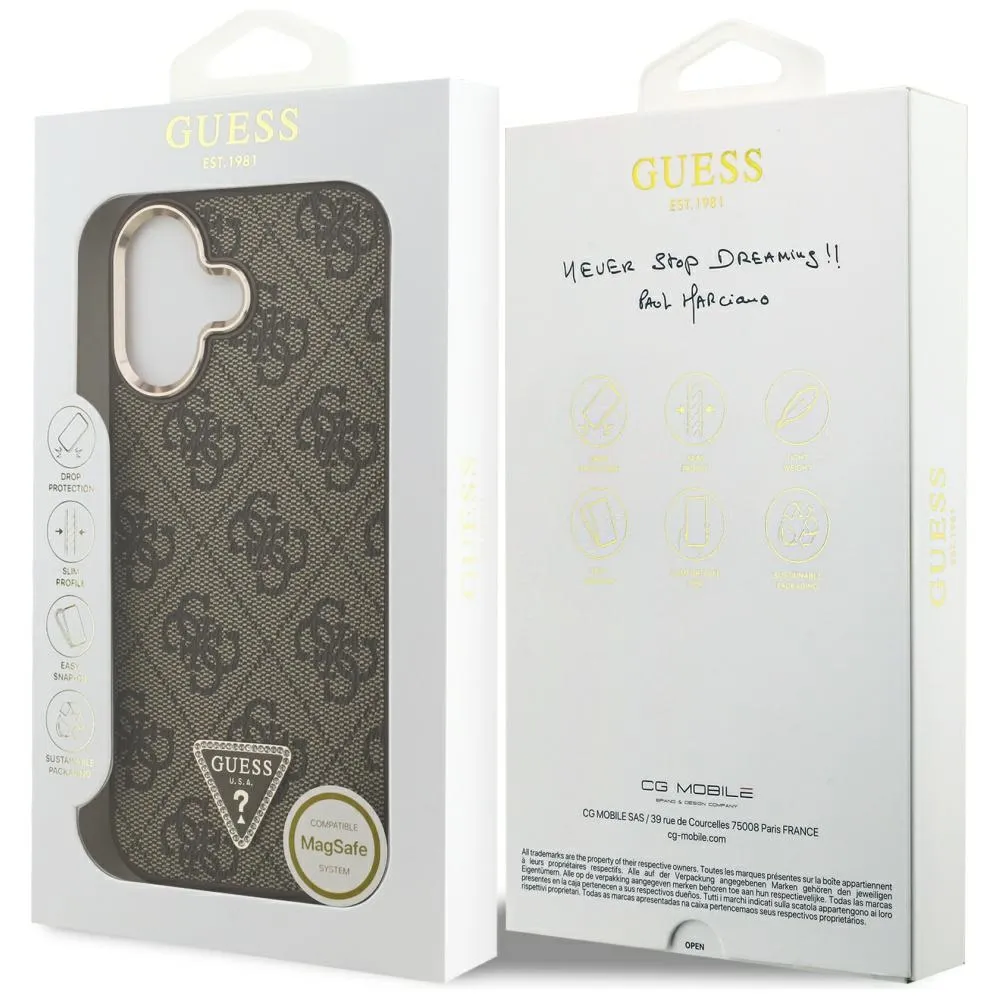 GUESS case passend für IPHONE 17 kompatibel mit MagSafe GUHMP17SP4GTDGMW (4G PU W/ Triangle Logo) gold brown