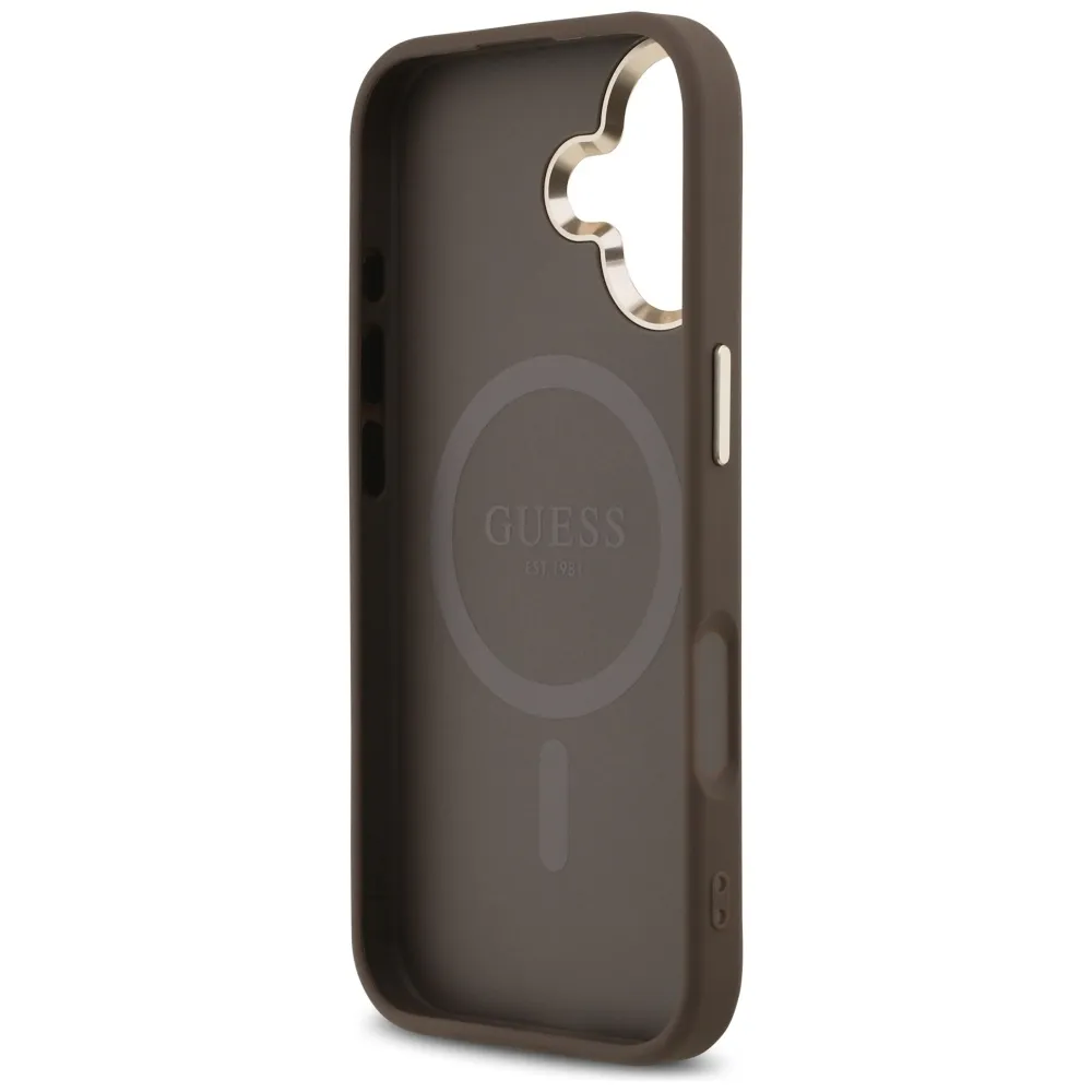 GUESS case passend für IPHONE 17 kompatibel mit MagSafe GUHMP17SP4GTDGMW (4G PU W/ Triangle Logo) gold brown