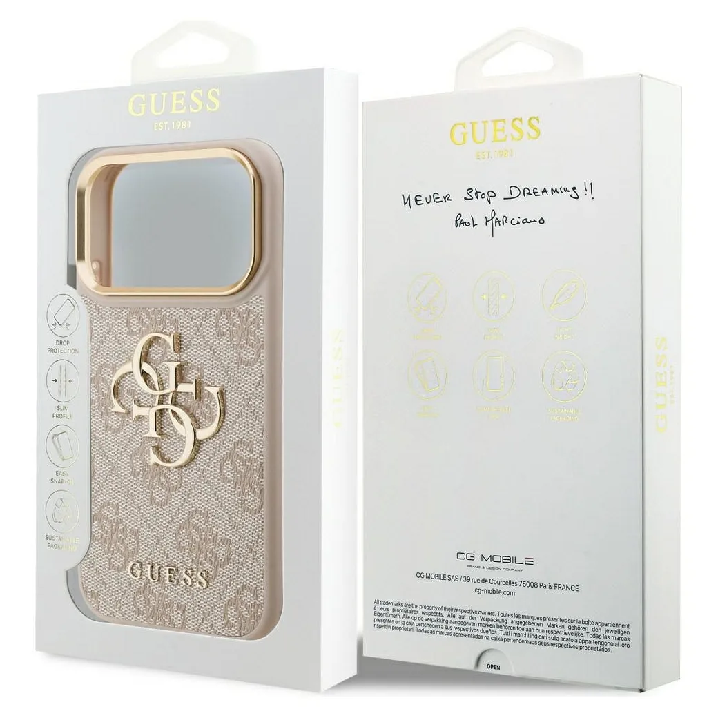 GUESS case passend für IPHONE 17 Pro GUHCP17L4GMGCPI (PU W/ Big 4G Classic Logo) gold pink