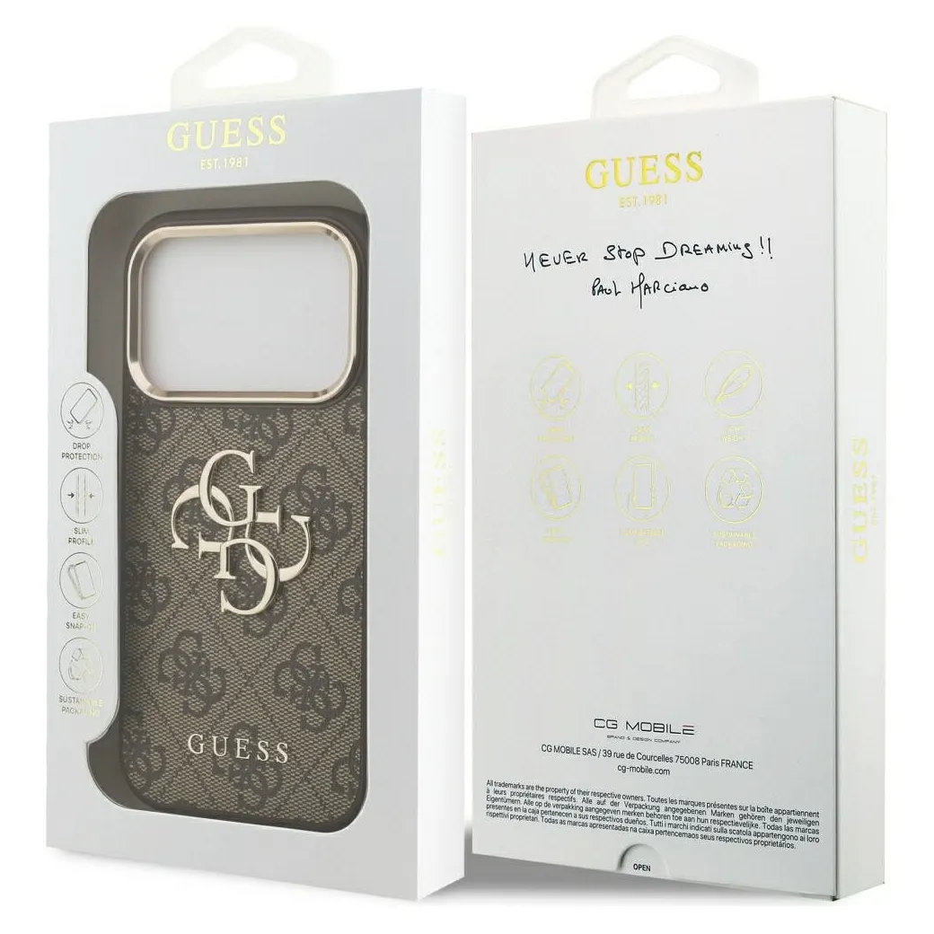 GUESS case passend für IPHONE 17 Pro GUHCP17L4GMGCBR (PU W/ Big 4G Classic Logo) gold brown