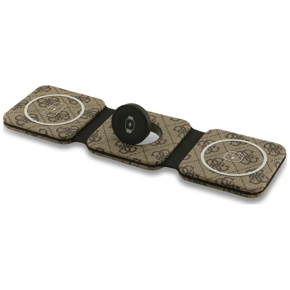 Wireless charger 3in1 kompatibel mit MagSafe 15W GUESS GUE005640 brown