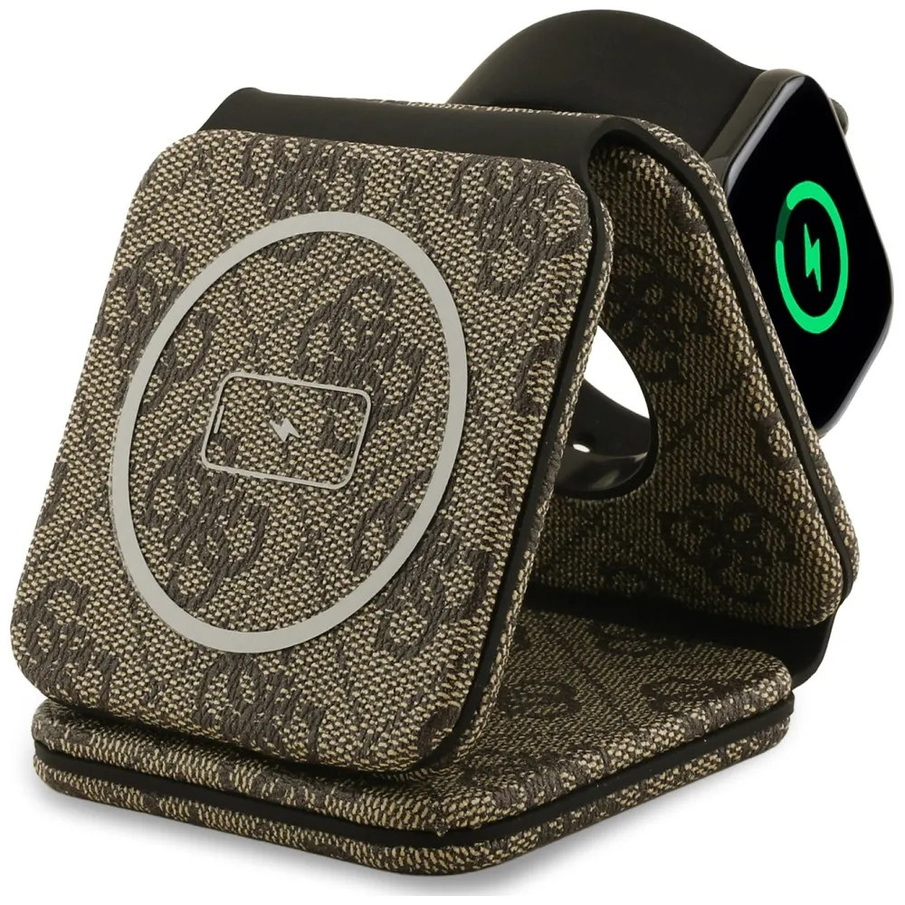 Wireless charger 3in1 kompatibel mit MagSafe 15W GUESS GUE005640 brown