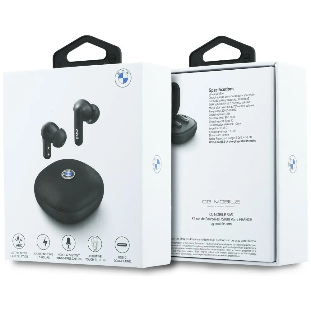 Wireless earphone ENC BMW TWS Leather Metal Logo BMW001137 black