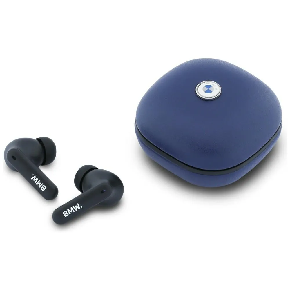 Wireless earphone ENC BMW TWS Leather Metal Logo BMW001138 dark blue