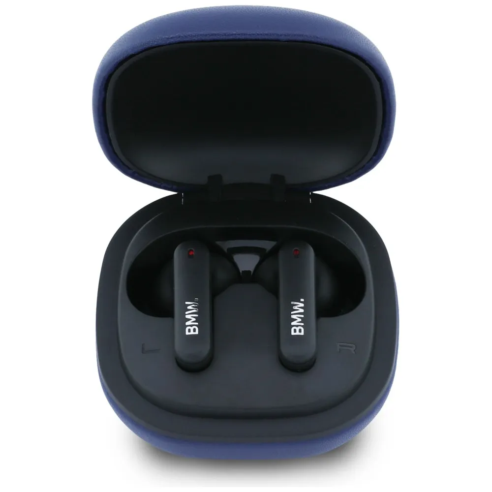 Wireless earphone ENC BMW TWS Leather Metal Logo BMW001138 dark blue