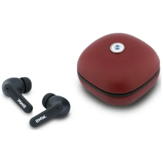 Wireless earphone ENC BMW TWS Leather Metal Logo BMW001139 red