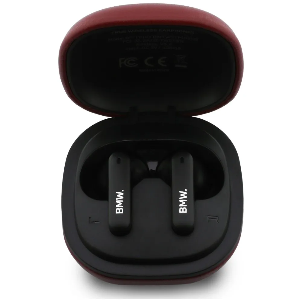 Wireless earphone ENC BMW TWS Leather Metal Logo BMW001139 red