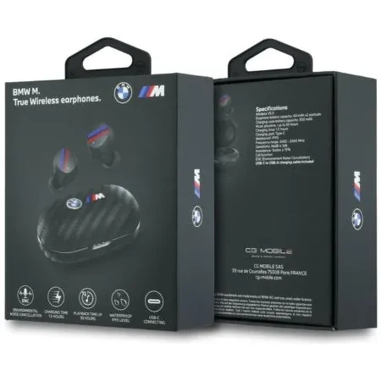 Wireless earphones ENC BMW TWS Carbon Metal Logo BMW001141 black