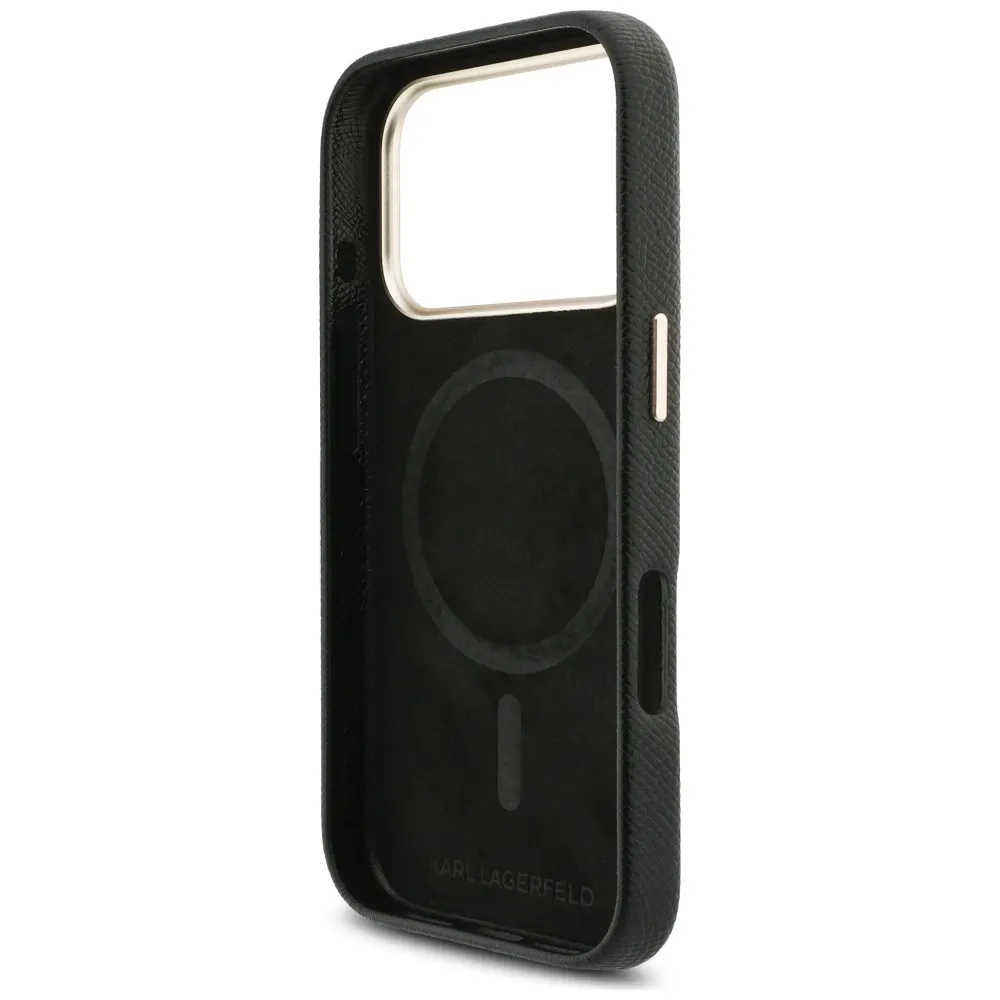 KARL LAGERFELD case passend für IPHONE 17 Pro kompatibel mit MagSafe KLHMP17L5PGFKHGK (Karl Head Logo) black