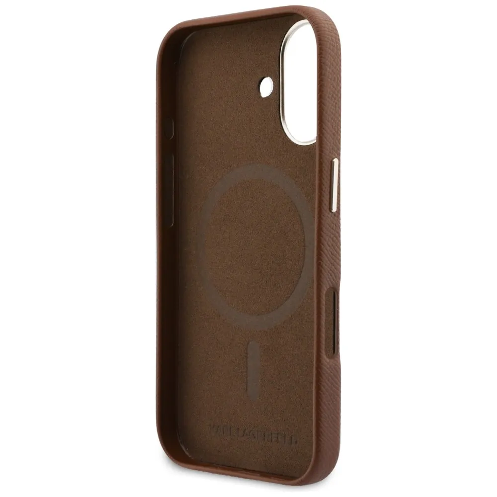 KARL LAGERFELD case passend für IPHONE 17 kompatibel mit MagSafe KLHMP17S5PGFKHGW (Karl Head Logo) brown