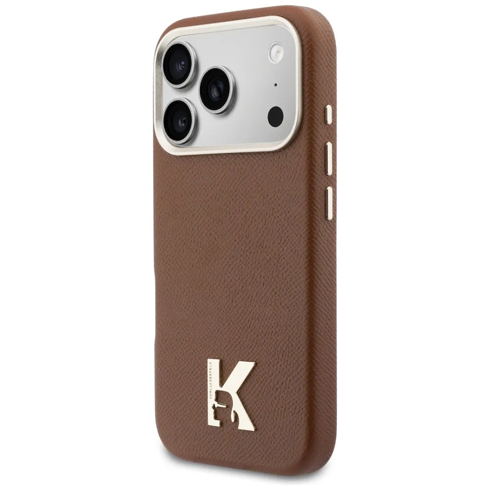 KARL LAGERFELD case passend für IPHONE 17 Pro kompatibel mit MagSafe KLHMP17L5PGFKHGW (Karl Head Logo) brown