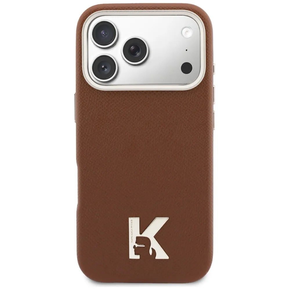 KARL LAGERFELD case passend für IPHONE 17 Pro kompatibel mit MagSafe KLHMP17L5PGFKHGW (Karl Head Logo) brown