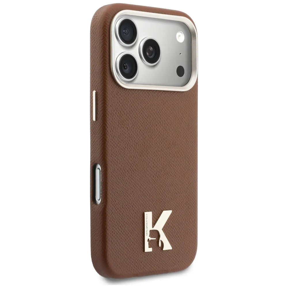KARL LAGERFELD case passend für IPHONE 17 Pro kompatibel mit MagSafe KLHMP17L5PGFKHGW (Karl Head Logo) brown