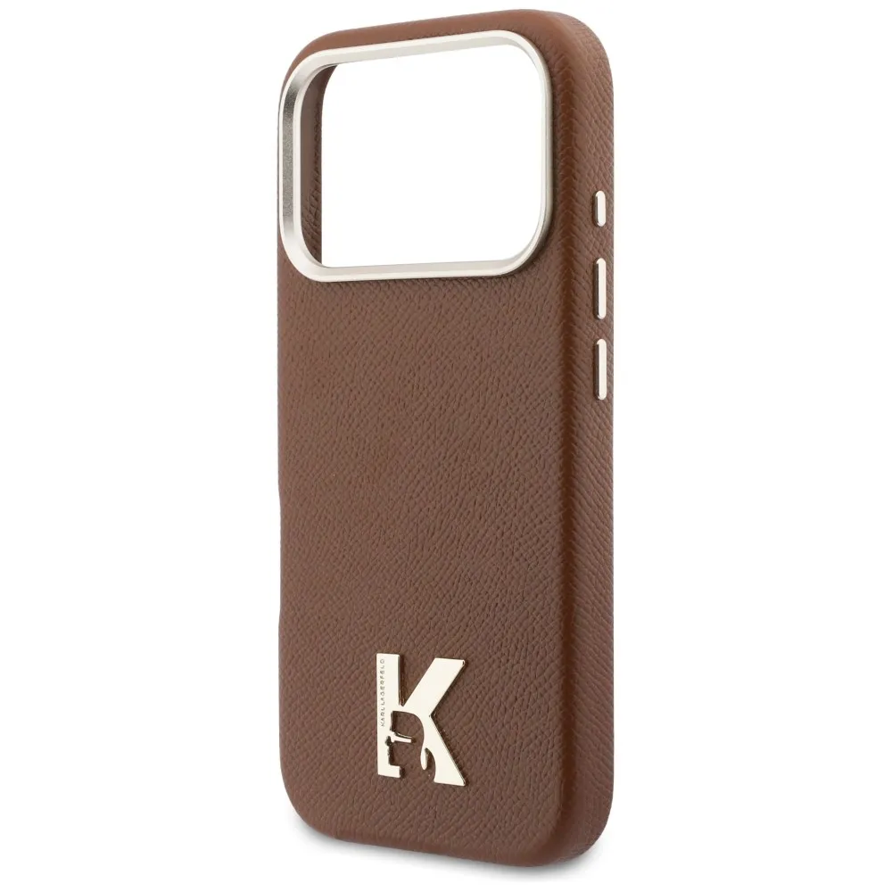 KARL LAGERFELD case passend für IPHONE 17 Pro kompatibel mit MagSafe KLHMP17L5PGFKHGW (Karl Head Logo) brown