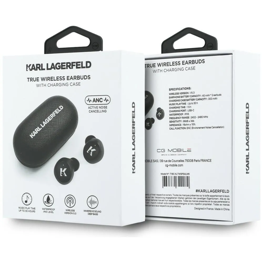 Wireless earphones ENC KARL LAGERFELD Saffiano Logo KF003013 black