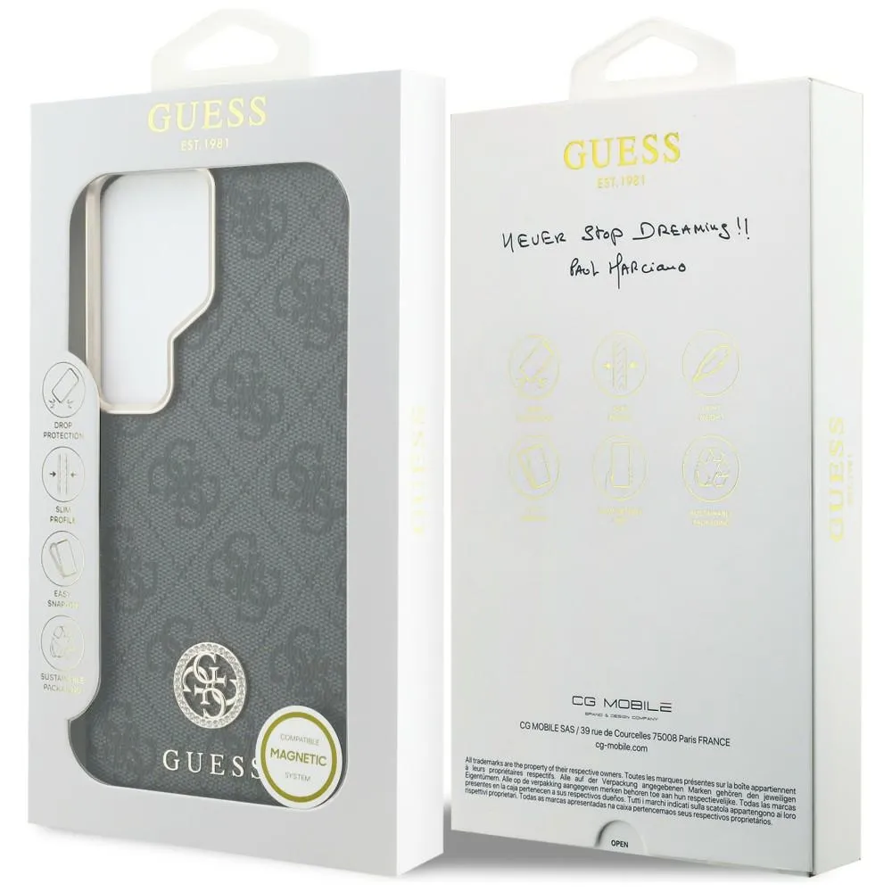 GUESS case passend für SAMSUNG S26 Ultra GUHMS26LP4GRMDEK (4G Rhinestone Round Logo kompatibel mit MagSafe) black