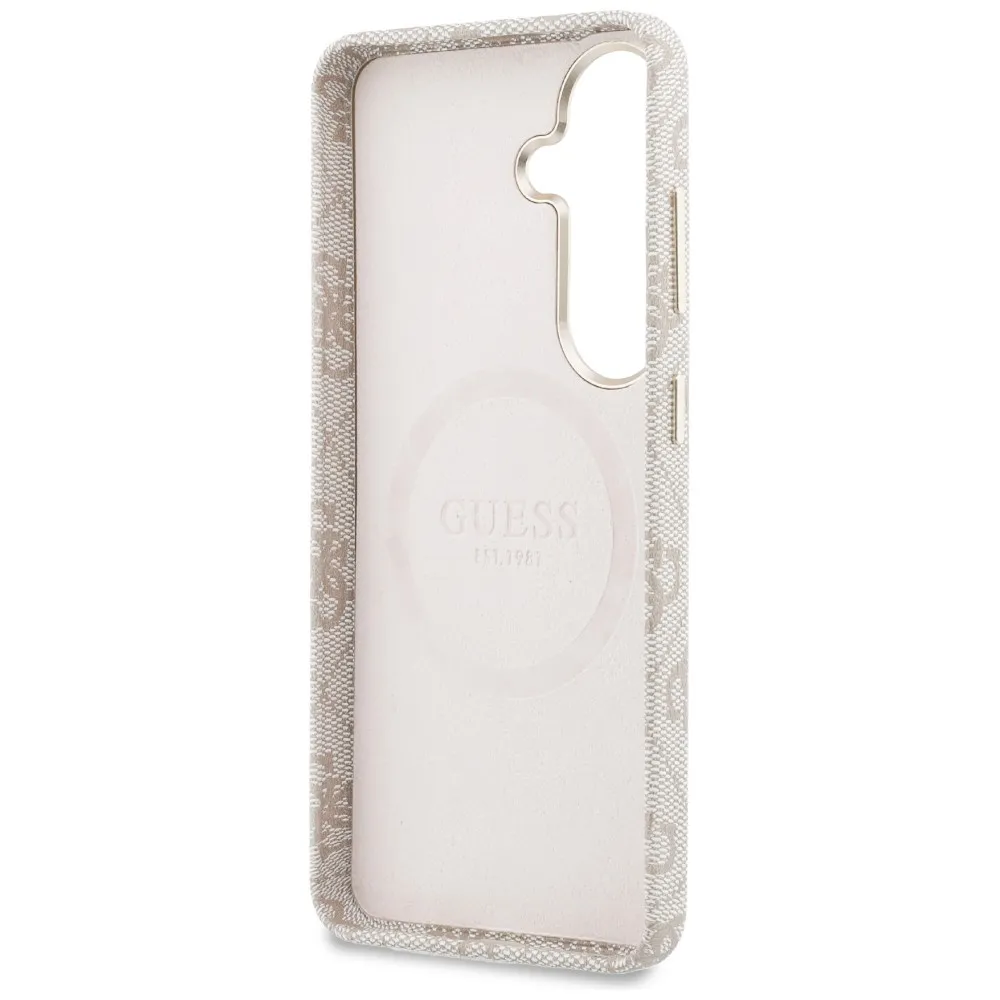 GUESS case passend für SAMSUNG S26 GUHMS26SP4GRMDEP (4G Rhinestone Round Logo kompatibel mit MagSafe) pink