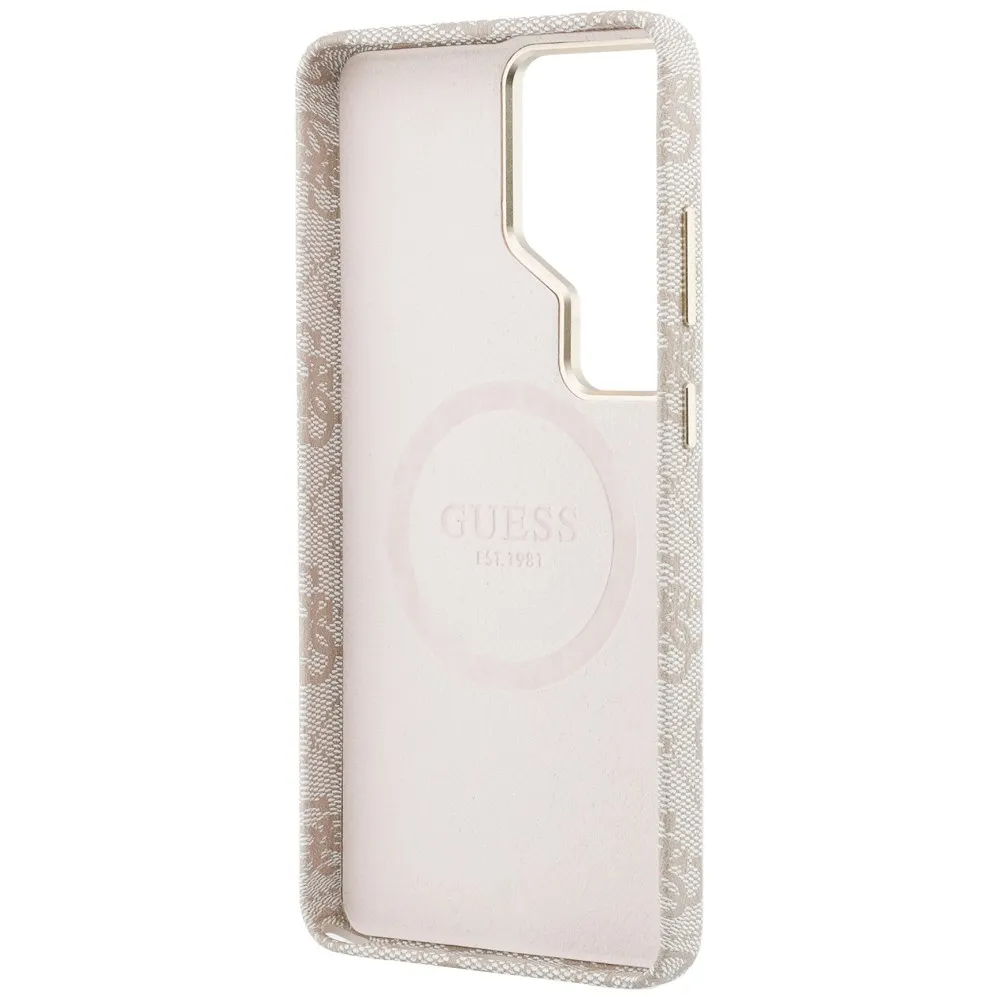 GUESS case passend für SAMSUNG S26 Ultra GUHMS26LP4GRMDEP (4G Rhinestone Round Logo kompatibel mit MagSafe) pink