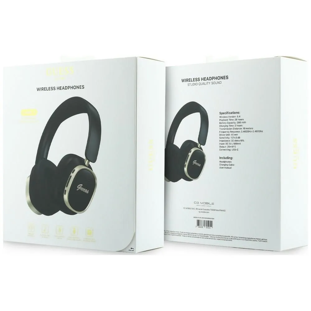 Wireless headphones Guess ENC Rectangle Metal Script black