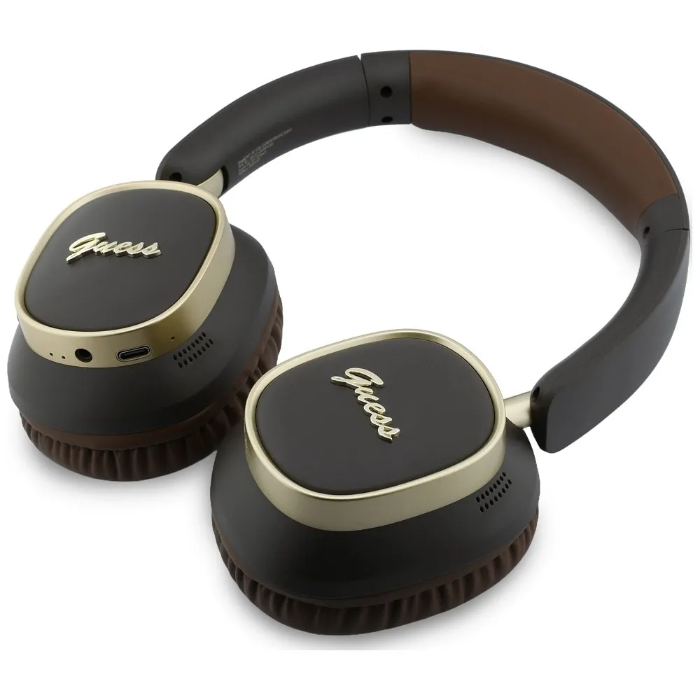 Wireless headphones Guess ENC Rectangle Metal Script brown