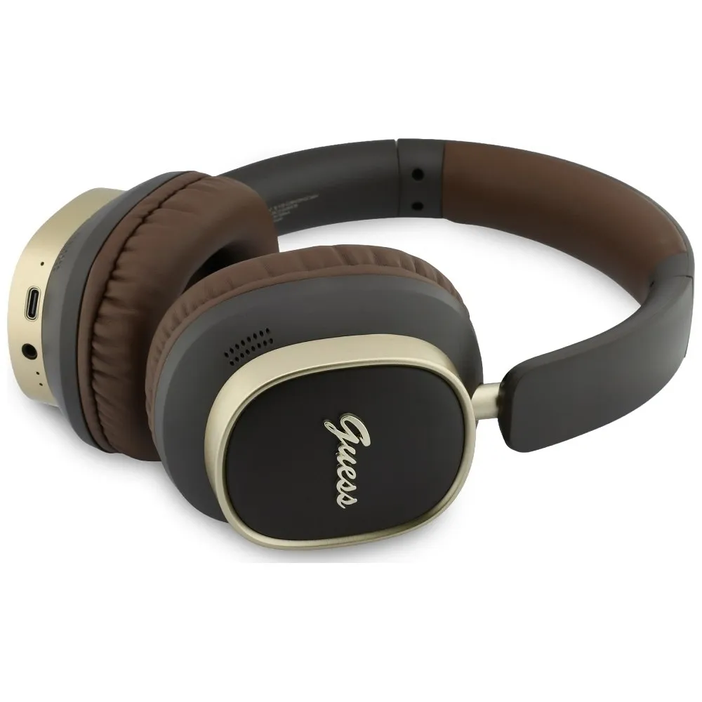 Wireless headphones Guess ENC Rectangle Metal Script brown
