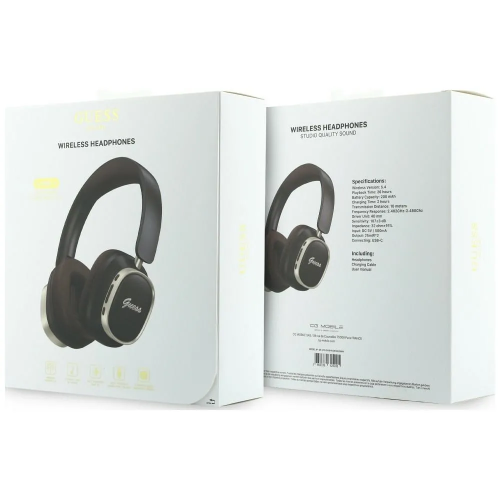 Wireless headphones Guess ENC Rectangle Metal Script brown