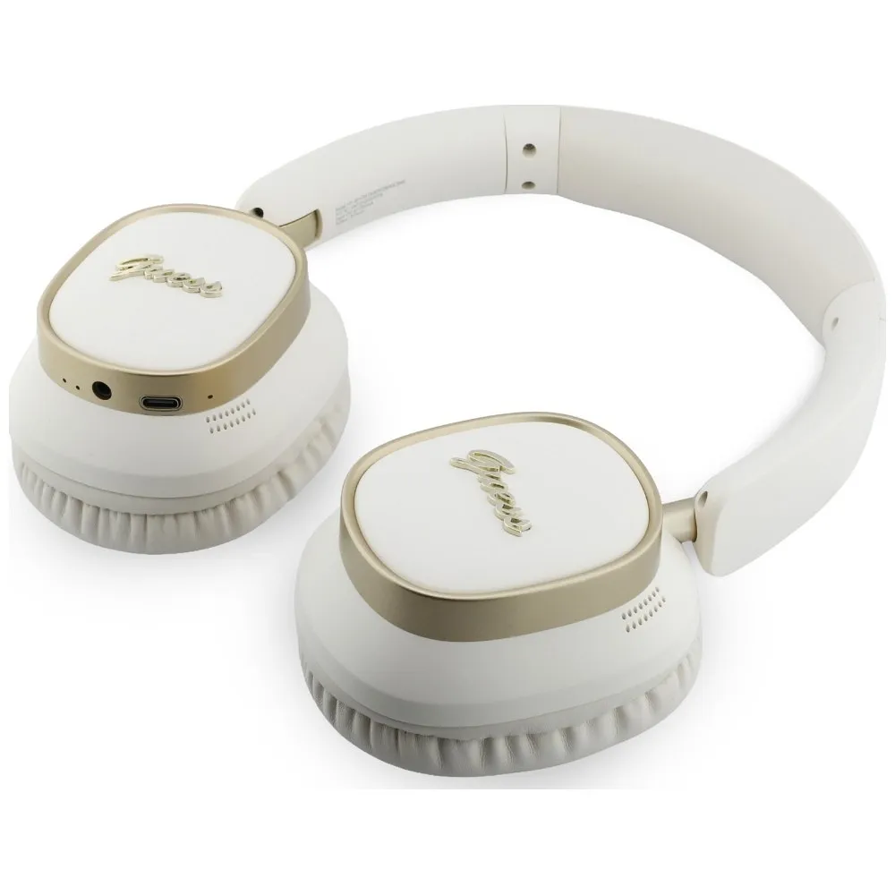 Wireless headphones Guess ENC Rectangle Metal Script white