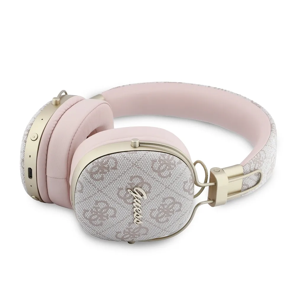 Wireless headphones Guess ENC Metal 4G Script Logo pink