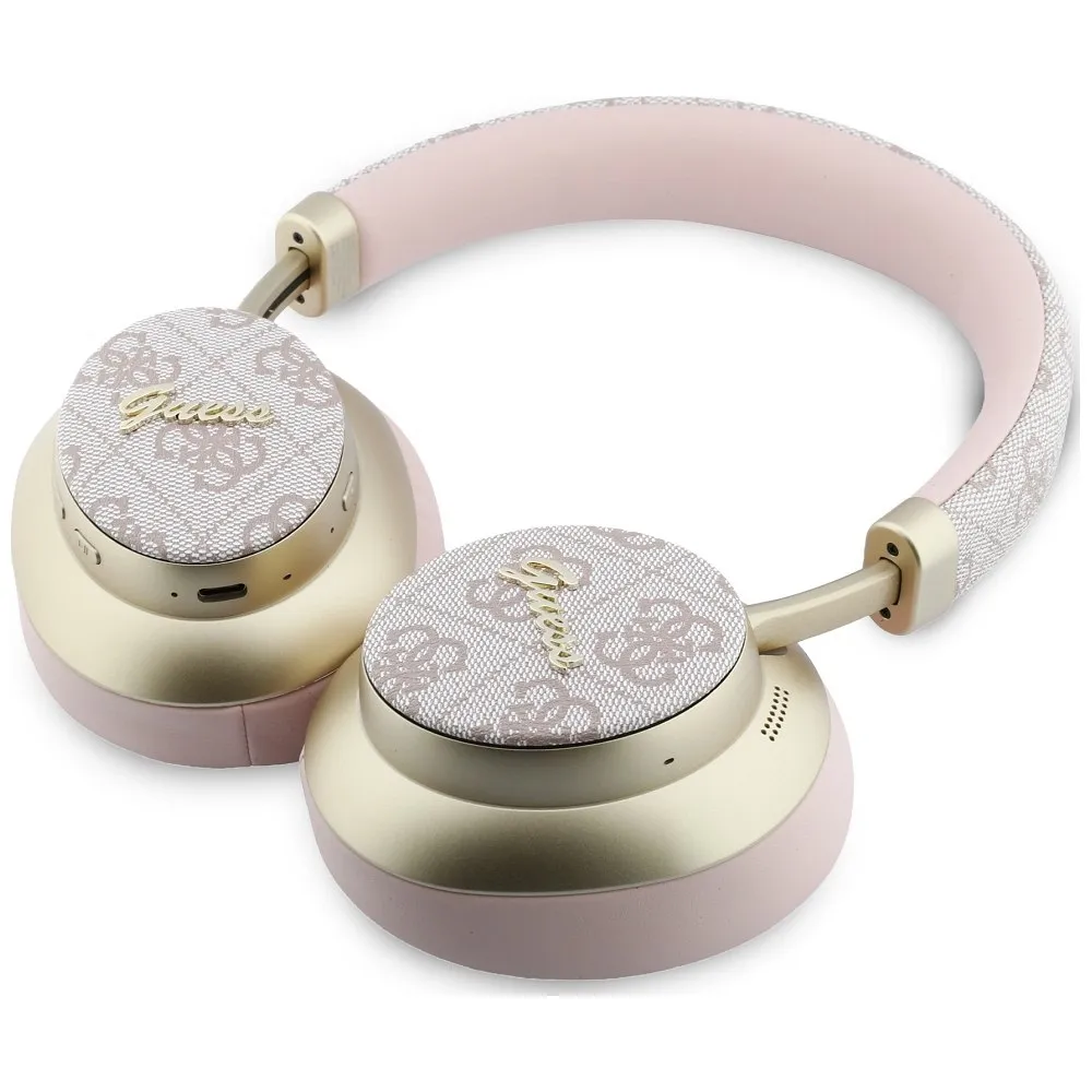 Wireless headphones Guess ENC 4G Gold Script Metal pink