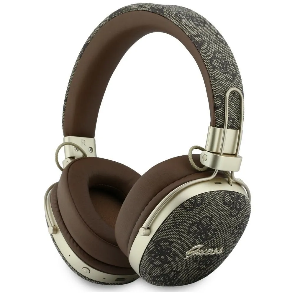Wireless headphones Guess ENC Metal 4G Script Logo brown