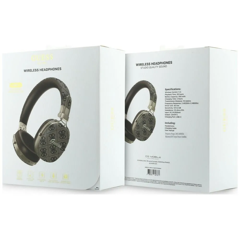 Wireless headphones Guess ENC Metal 4G Script Logo brown