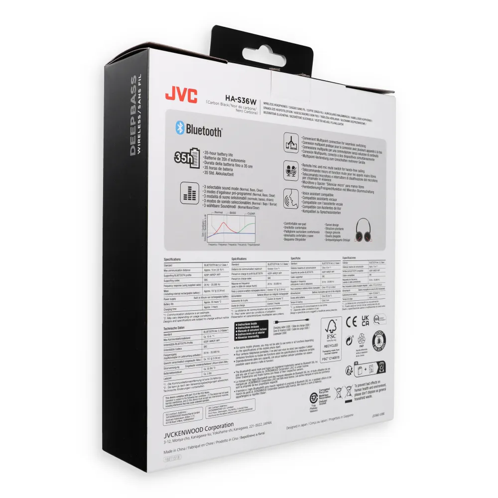 Wireless headphones JVC HAS36WBU black