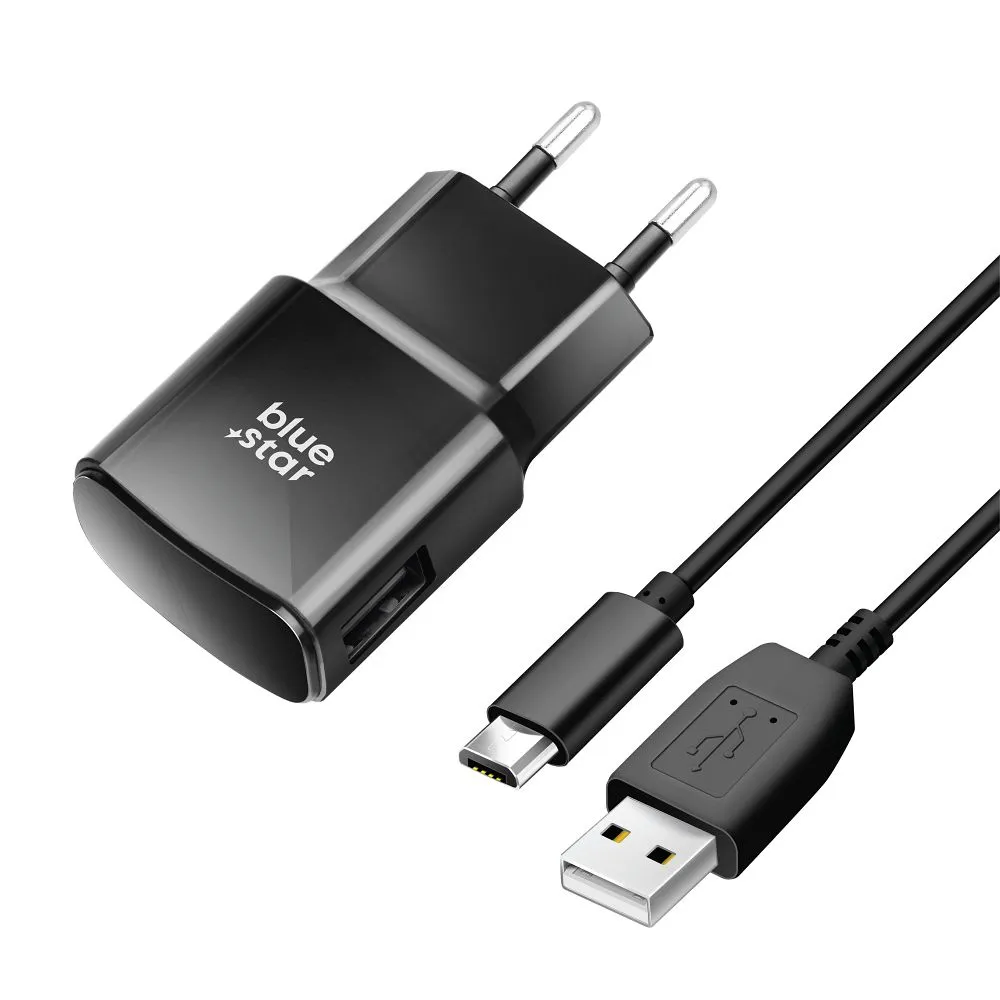 NETZ-Ladegerät micro USB UNIVERSAL 2A BLUE STAR (abnehmbar Kabel)