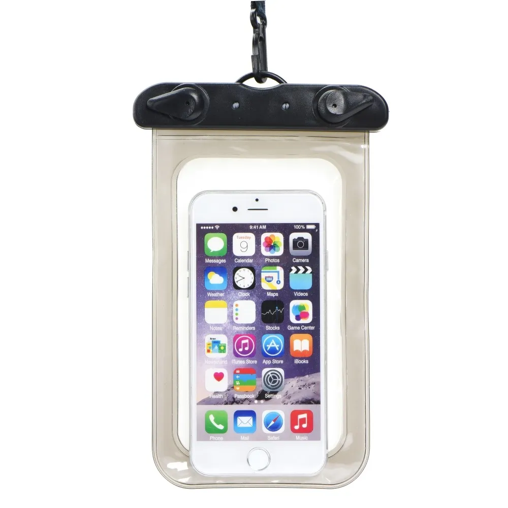 Waterproof bag passend für mobile phone with plastic closing black