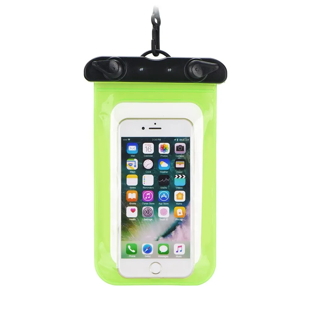 Waterproof bag passend für mobile phone with plastic closing green
