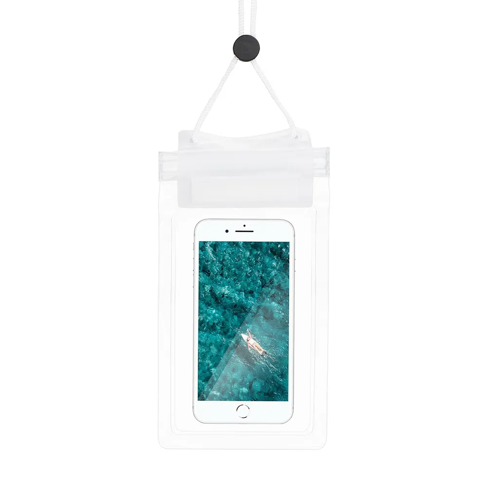 Waterproof bag passend für mobile phone with zipper closing white