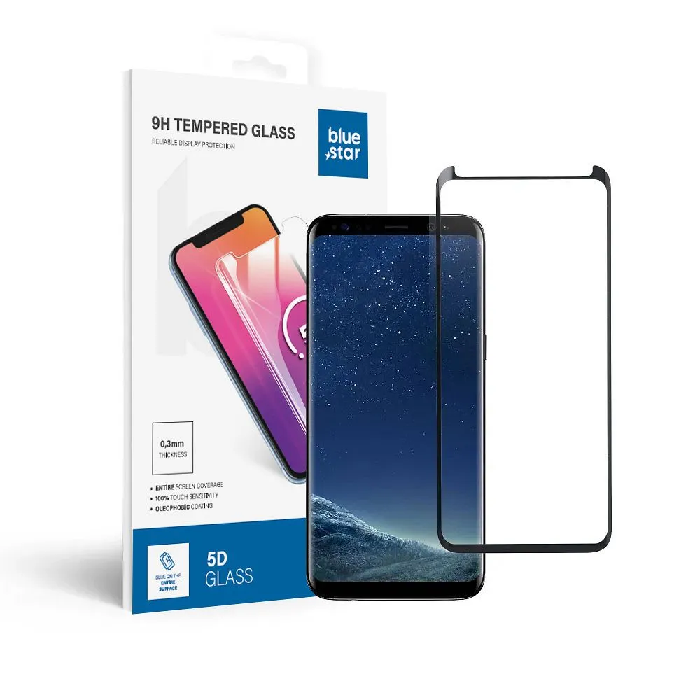 Panzerglas Blue Star 3D - SAM Galaxy S8 (full glue/case friendly) - schwarz
